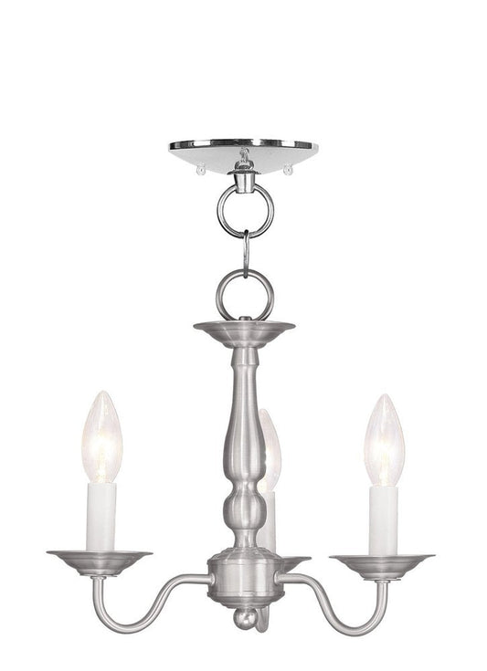 Nickel Three Light Metal Dimmable Chandelier With Shades HomeRoots