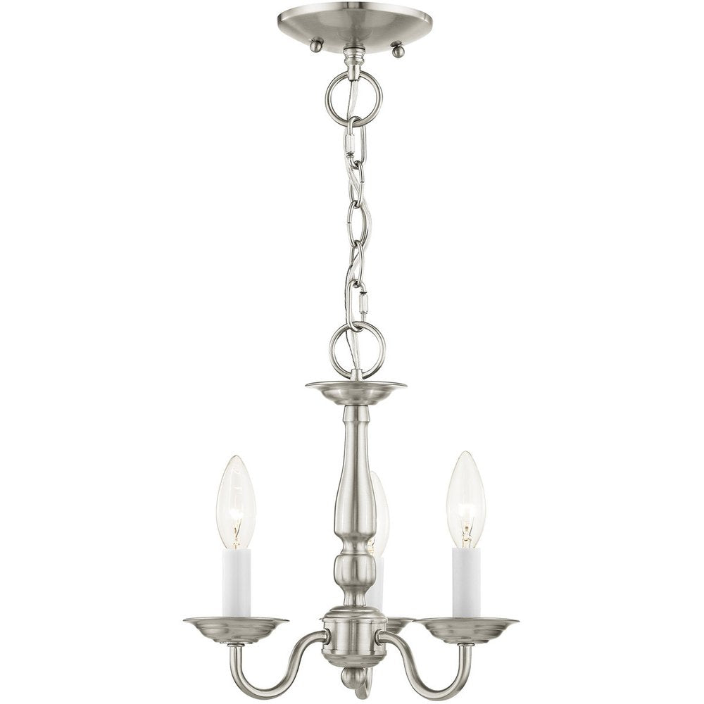 Nickel Three Light Metal Dimmable Chandelier With Shades HomeRoots