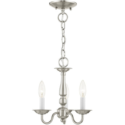 Nickel Three Light Metal Dimmable Chandelier With Shades HomeRoots