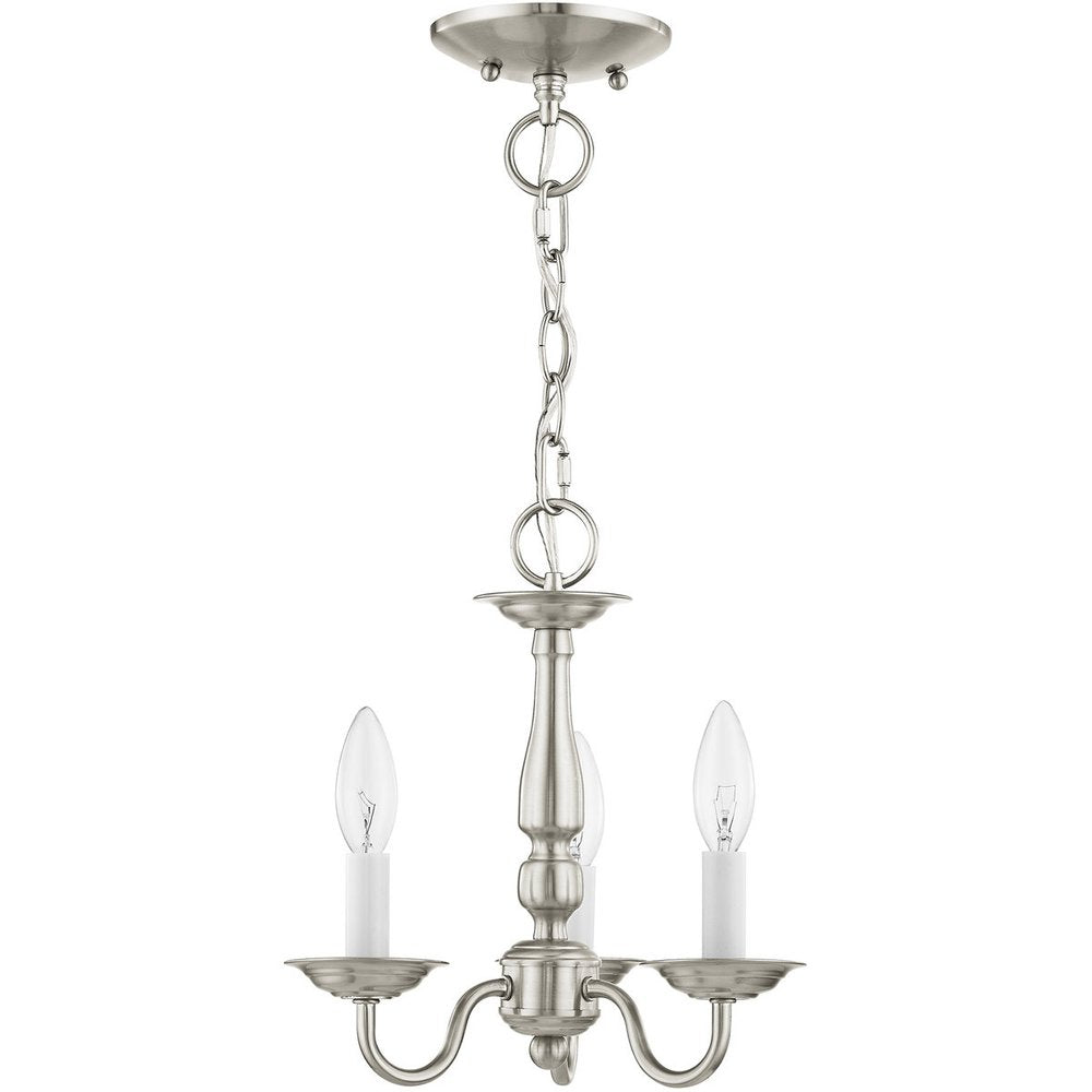 Nickel Three Light Metal Dimmable Chandelier With Shades HomeRoots