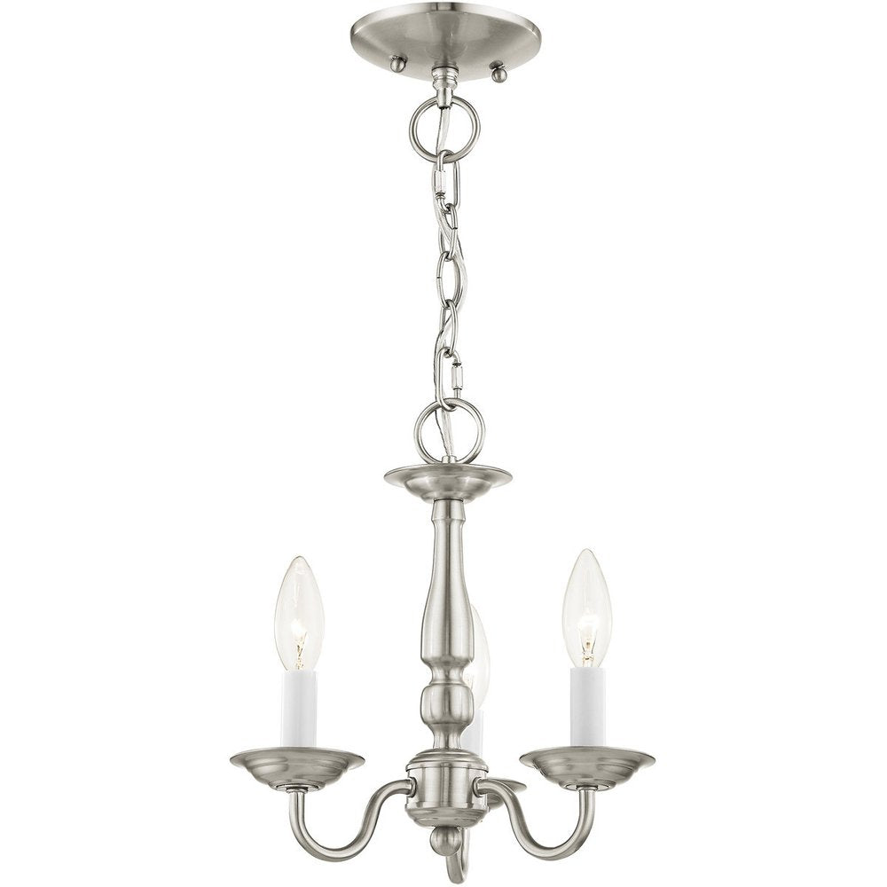 Nickel Three Light Metal Dimmable Chandelier With Shades HomeRoots