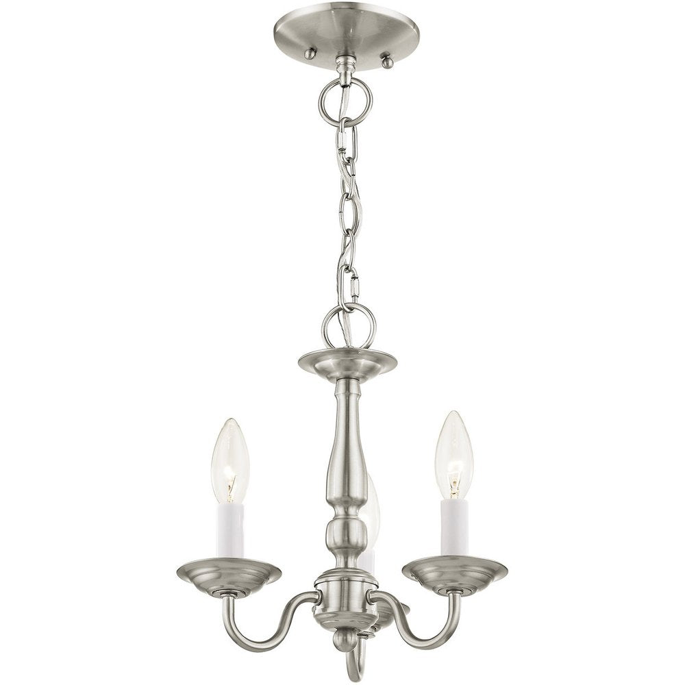 Nickel Three Light Metal Dimmable Chandelier With Shades HomeRoots