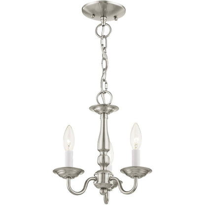Nickel Three Light Metal Dimmable Chandelier With Shades HomeRoots