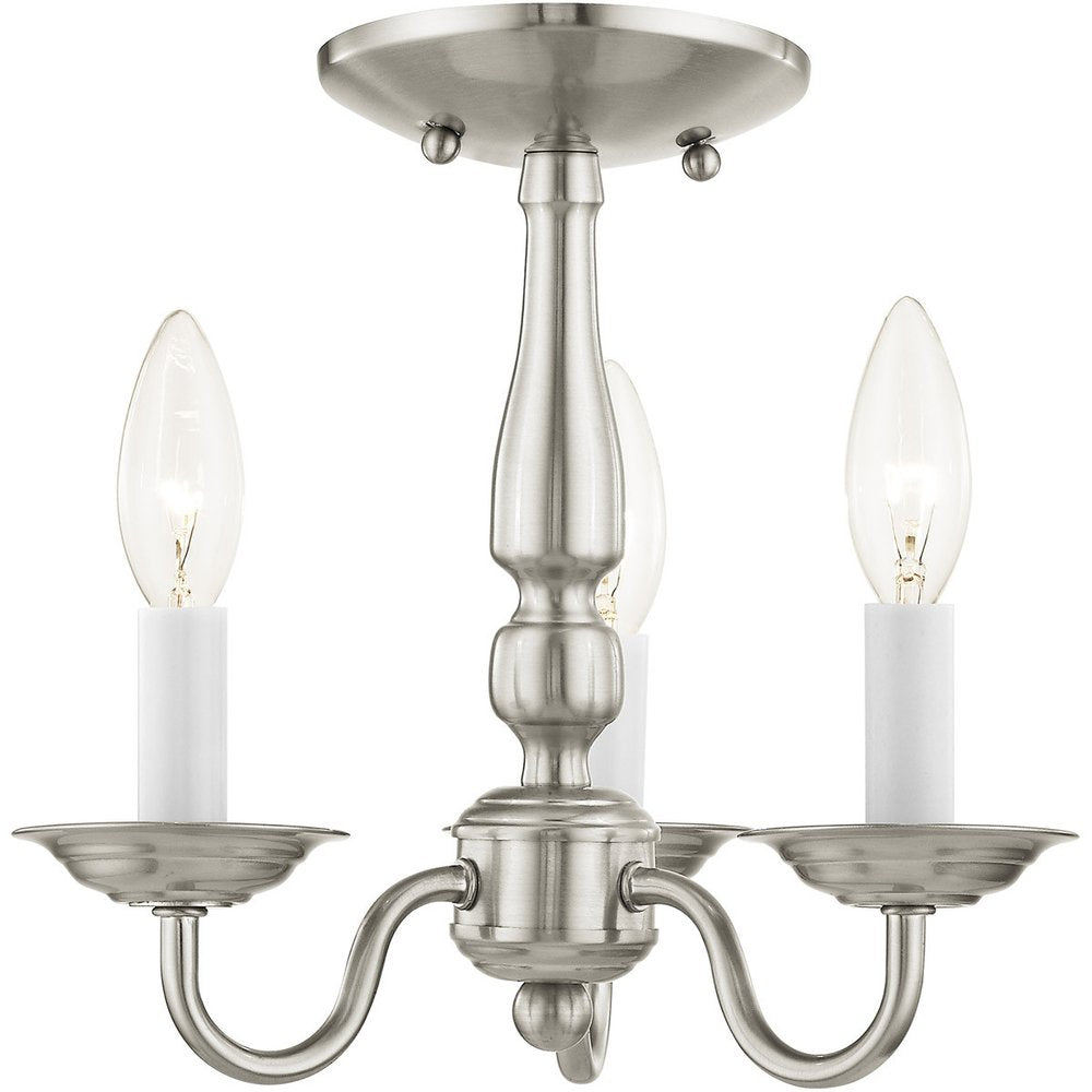 Nickel Three Light Metal Dimmable Chandelier With Shades HomeRoots