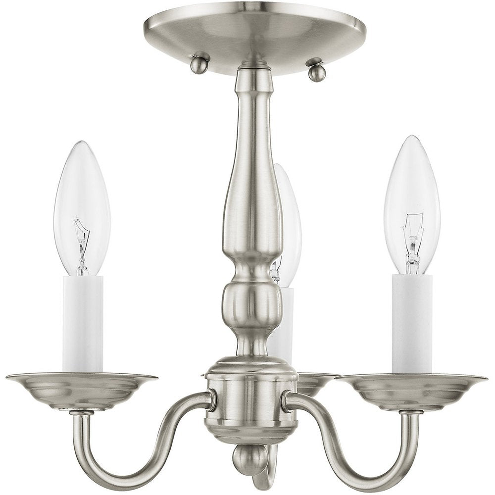 Nickel Three Light Metal Dimmable Chandelier With Shades HomeRoots