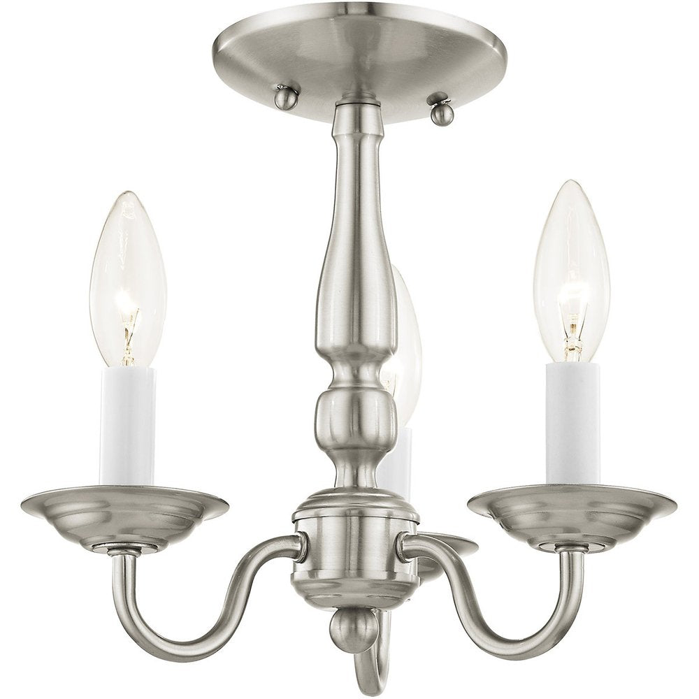 Nickel Three Light Metal Dimmable Chandelier With Shades HomeRoots