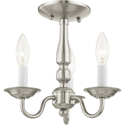 Nickel Three Light Metal Dimmable Chandelier With Shades HomeRoots