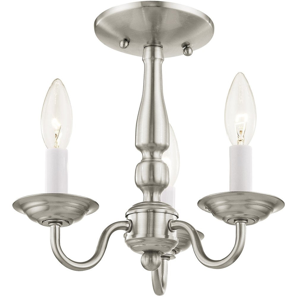 Nickel Three Light Metal Dimmable Chandelier With Shades HomeRoots