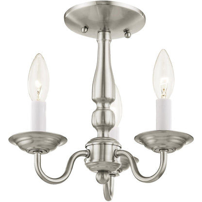 Nickel Three Light Metal Dimmable Chandelier With Shades HomeRoots