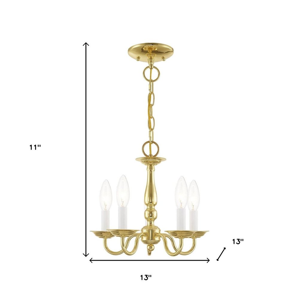Brass Five Light Metal Dimmable Chandelier With Shades HomeRoots