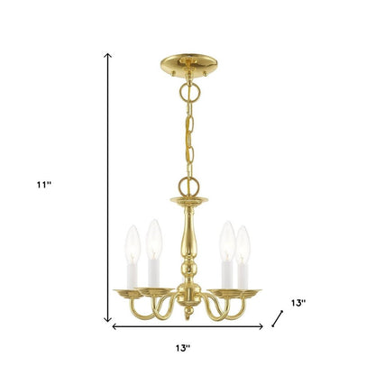 Brass Five Light Metal Dimmable Chandelier With Shades HomeRoots