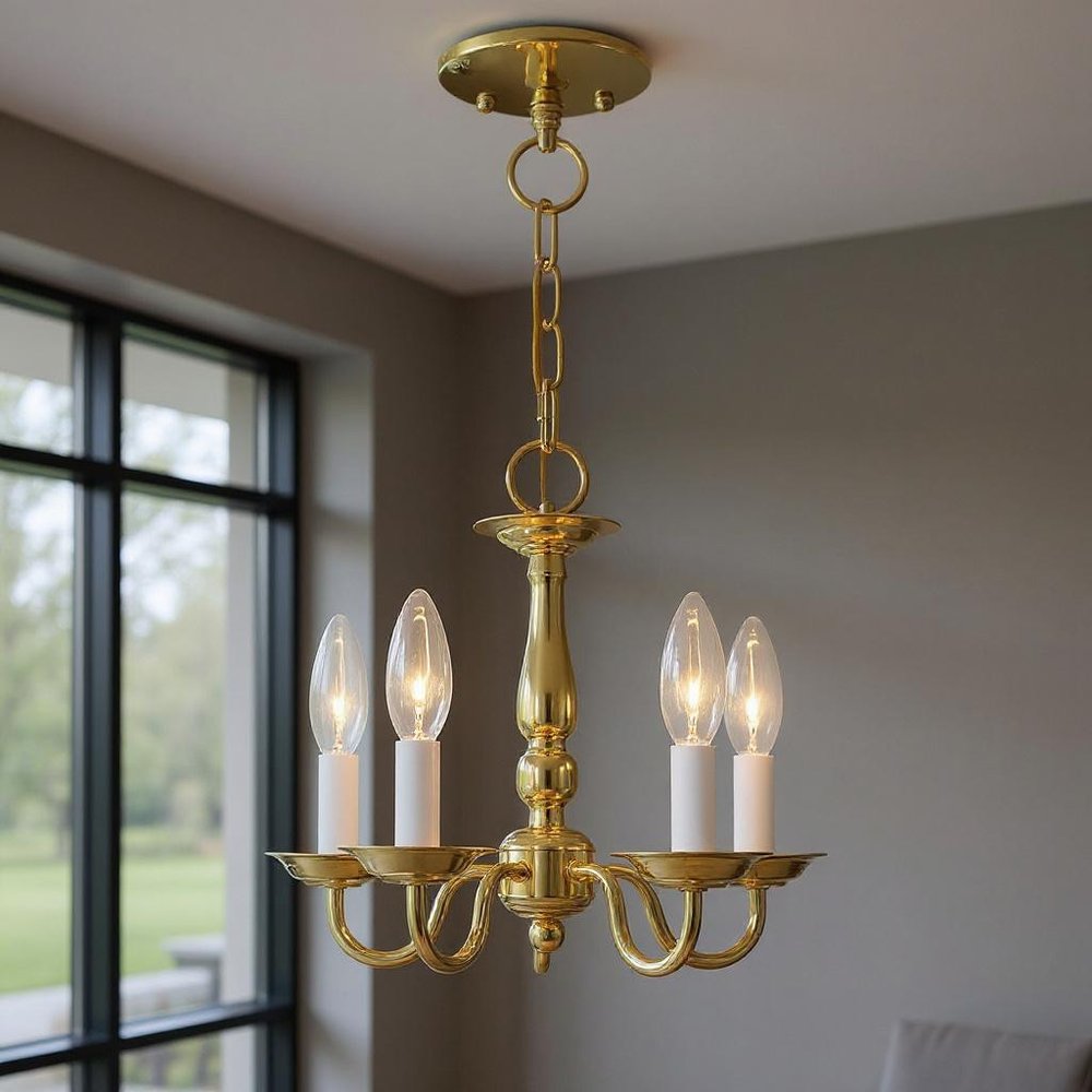Brass Five Light Metal Dimmable Chandelier With Shades HomeRoots
