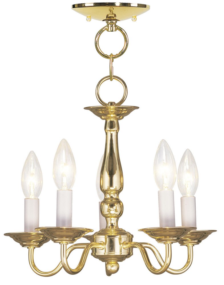Brass Five Light Metal Dimmable Chandelier With Shades HomeRoots
