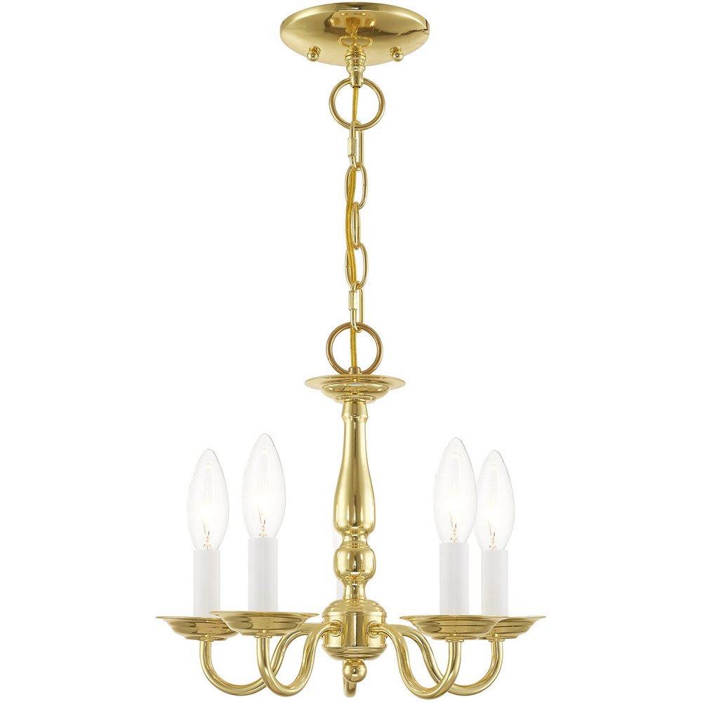 Brass Five Light Metal Dimmable Chandelier With Shades HomeRoots