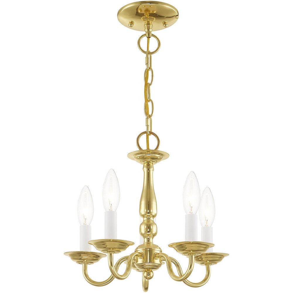 Brass Five Light Metal Dimmable Chandelier With Shades HomeRoots