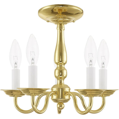 Brass Five Light Metal Dimmable Chandelier With Shades HomeRoots