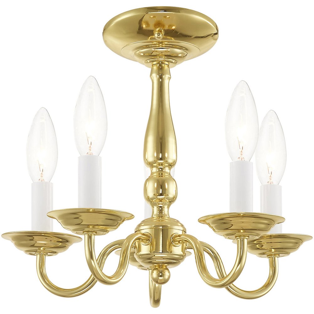 Brass Five Light Metal Dimmable Chandelier With Shades HomeRoots