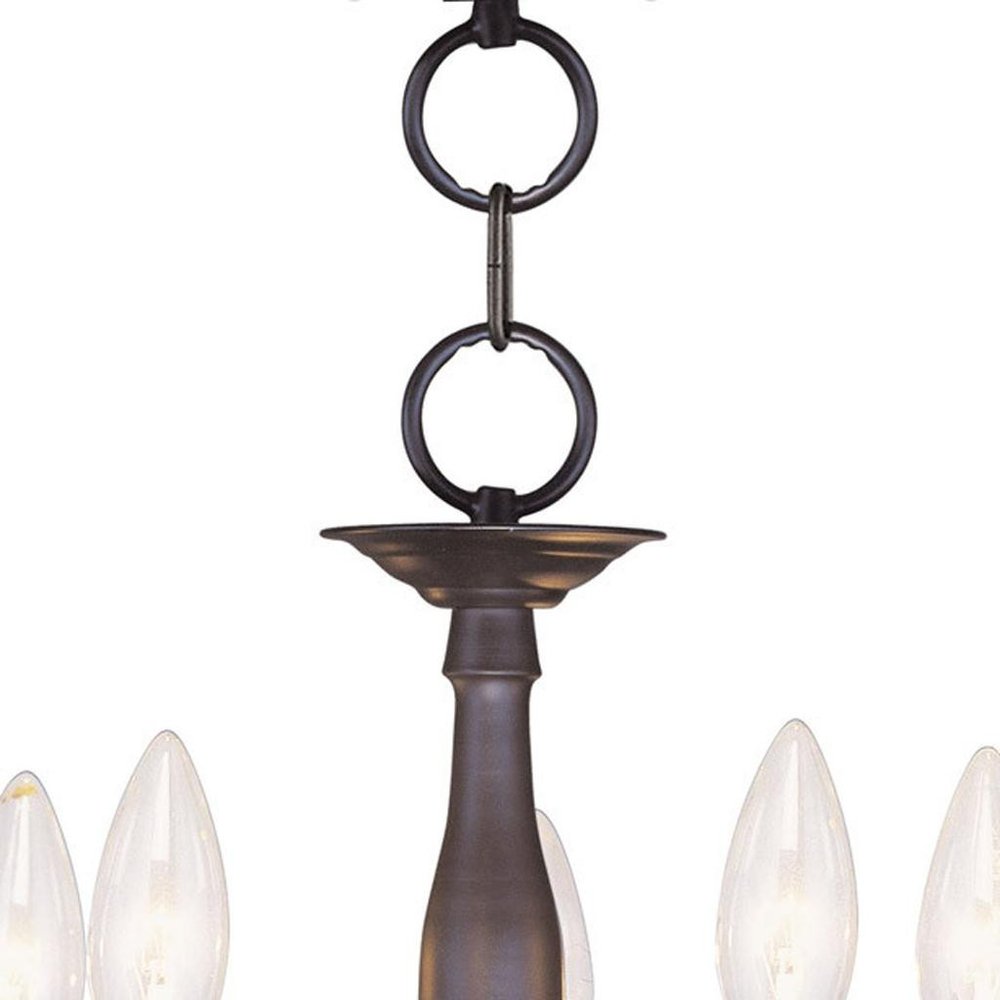 Bronze Five Light Metal Dimmable Chandelier With Shades HomeRoots