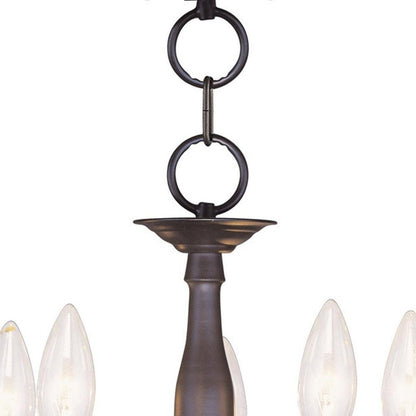 Bronze Five Light Metal Dimmable Chandelier With Shades HomeRoots
