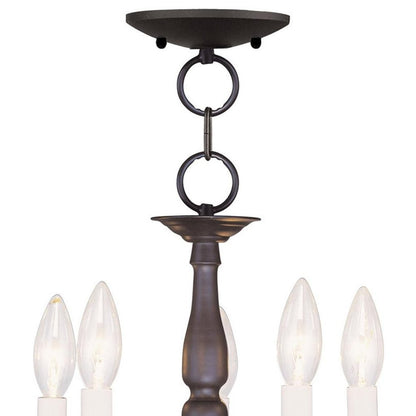 Bronze Five Light Metal Dimmable Chandelier With Shades HomeRoots