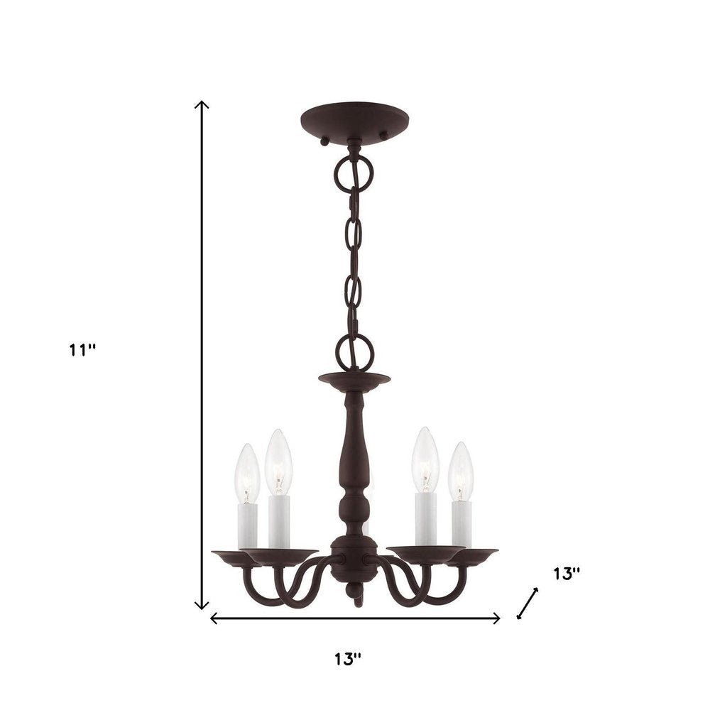 Bronze Five Light Metal Dimmable Chandelier With Shades HomeRoots