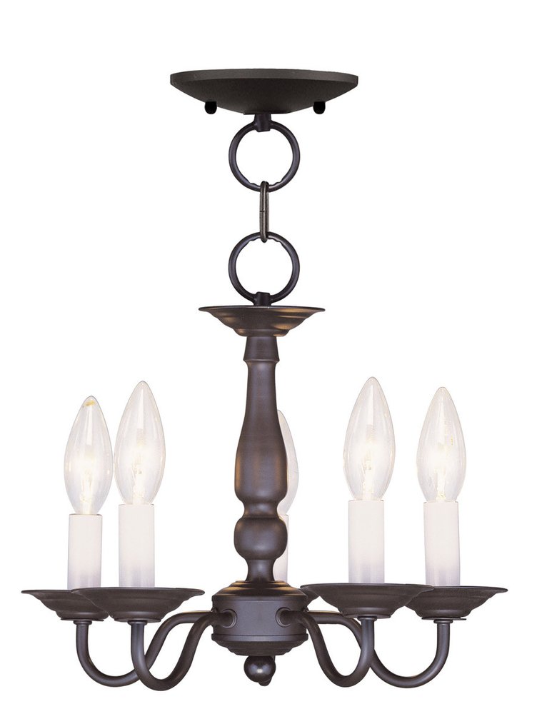 Bronze Five Light Metal Dimmable Chandelier With Shades HomeRoots
