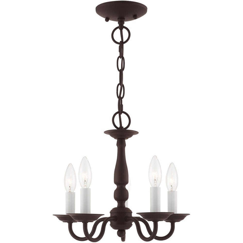 Bronze Five Light Metal Dimmable Chandelier With Shades HomeRoots