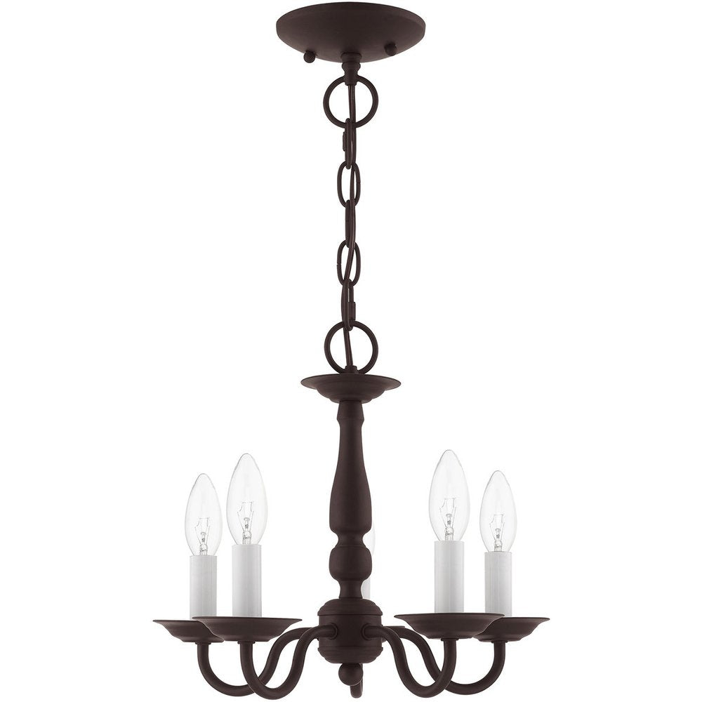 Bronze Five Light Metal Dimmable Chandelier With Shades HomeRoots