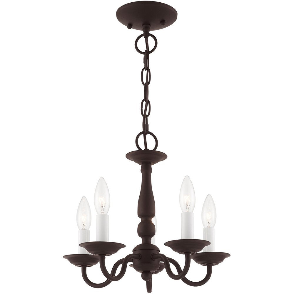 Bronze Five Light Metal Dimmable Chandelier With Shades HomeRoots