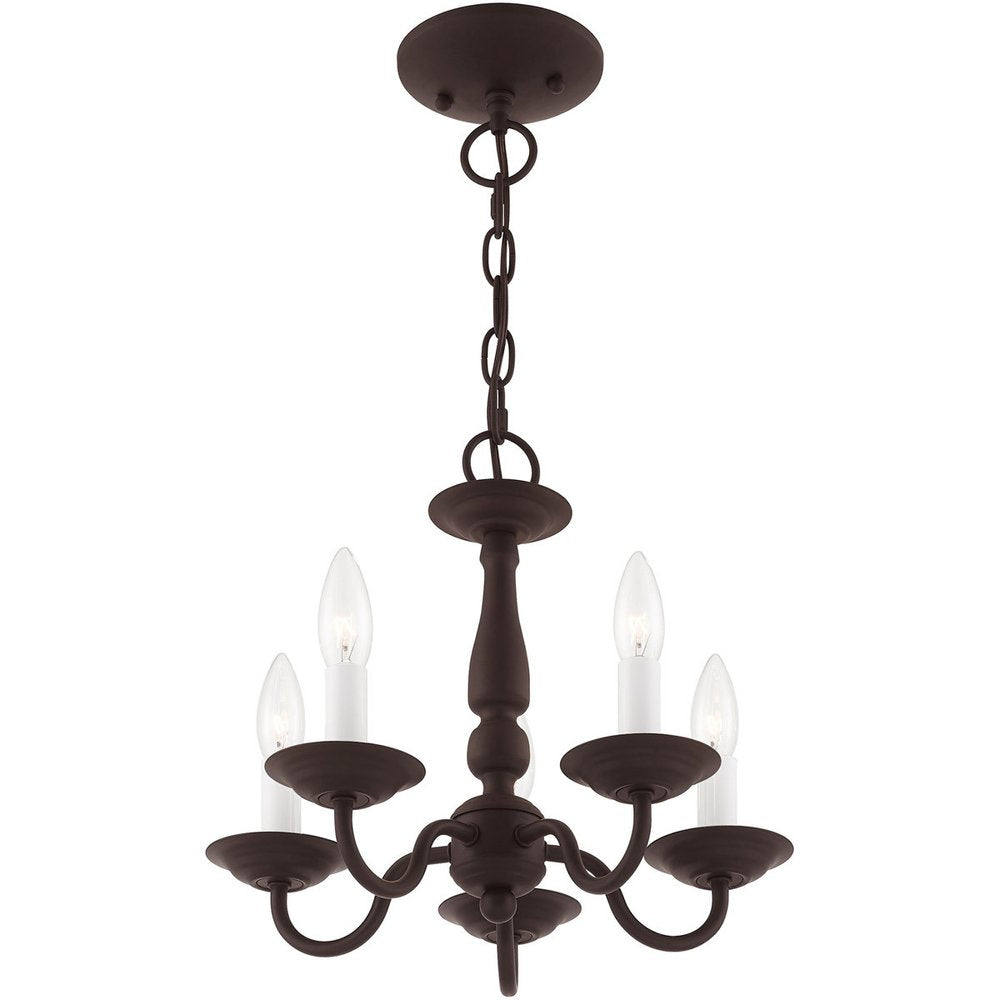 Bronze Five Light Metal Dimmable Chandelier With Shades HomeRoots