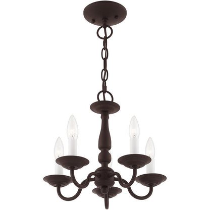 Bronze Five Light Metal Dimmable Chandelier With Shades HomeRoots