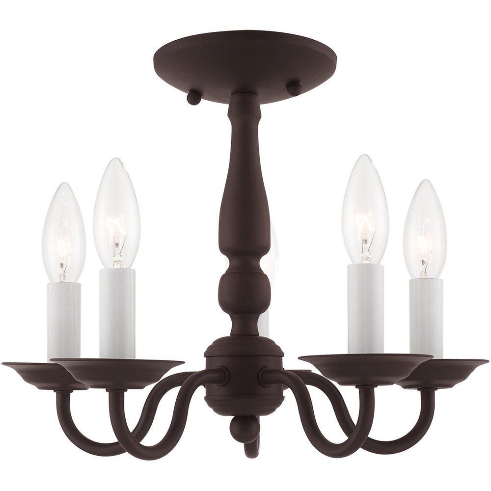 Bronze Five Light Metal Dimmable Chandelier With Shades HomeRoots