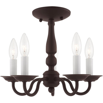Bronze Five Light Metal Dimmable Chandelier With Shades HomeRoots