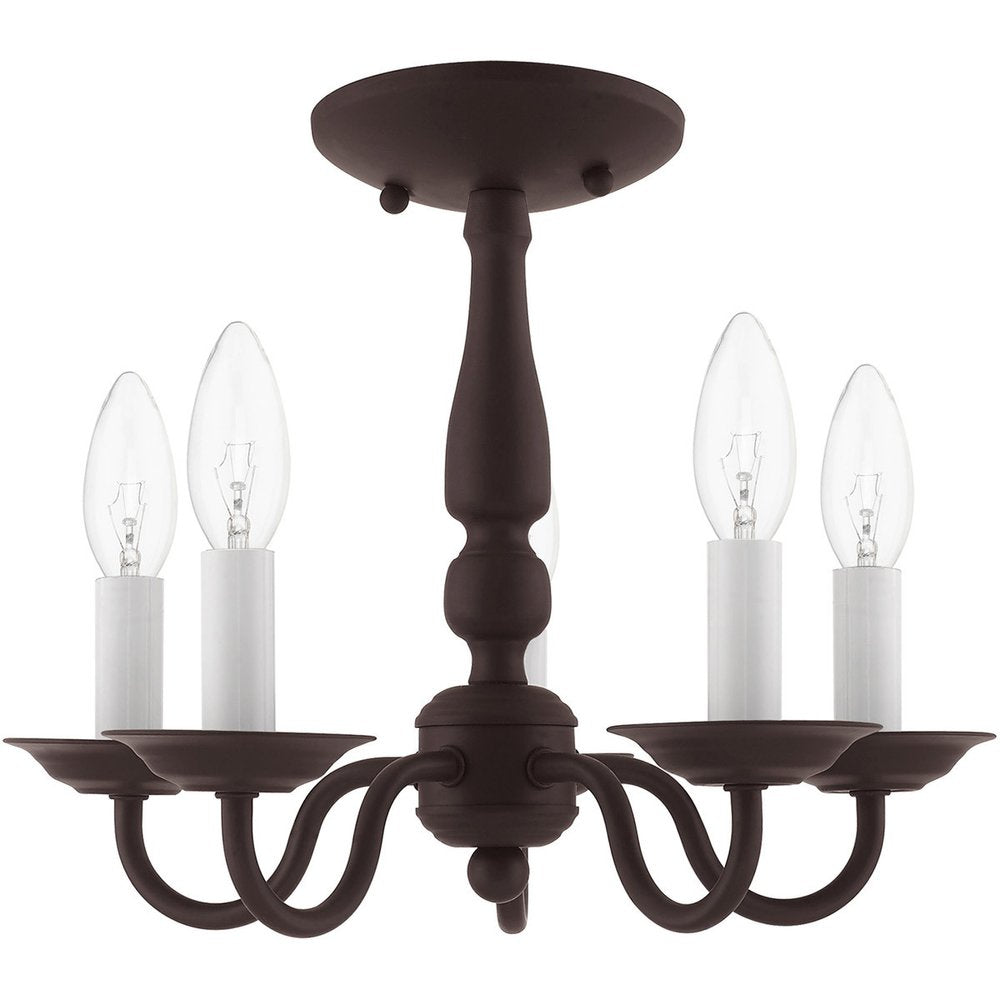 Bronze Five Light Metal Dimmable Chandelier With Shades HomeRoots