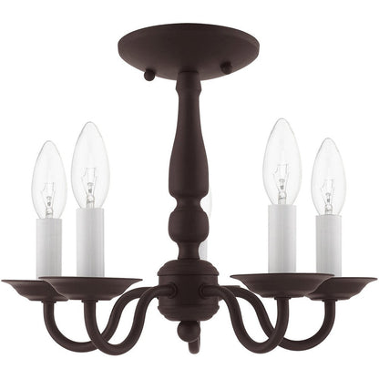 Bronze Five Light Metal Dimmable Chandelier With Shades HomeRoots
