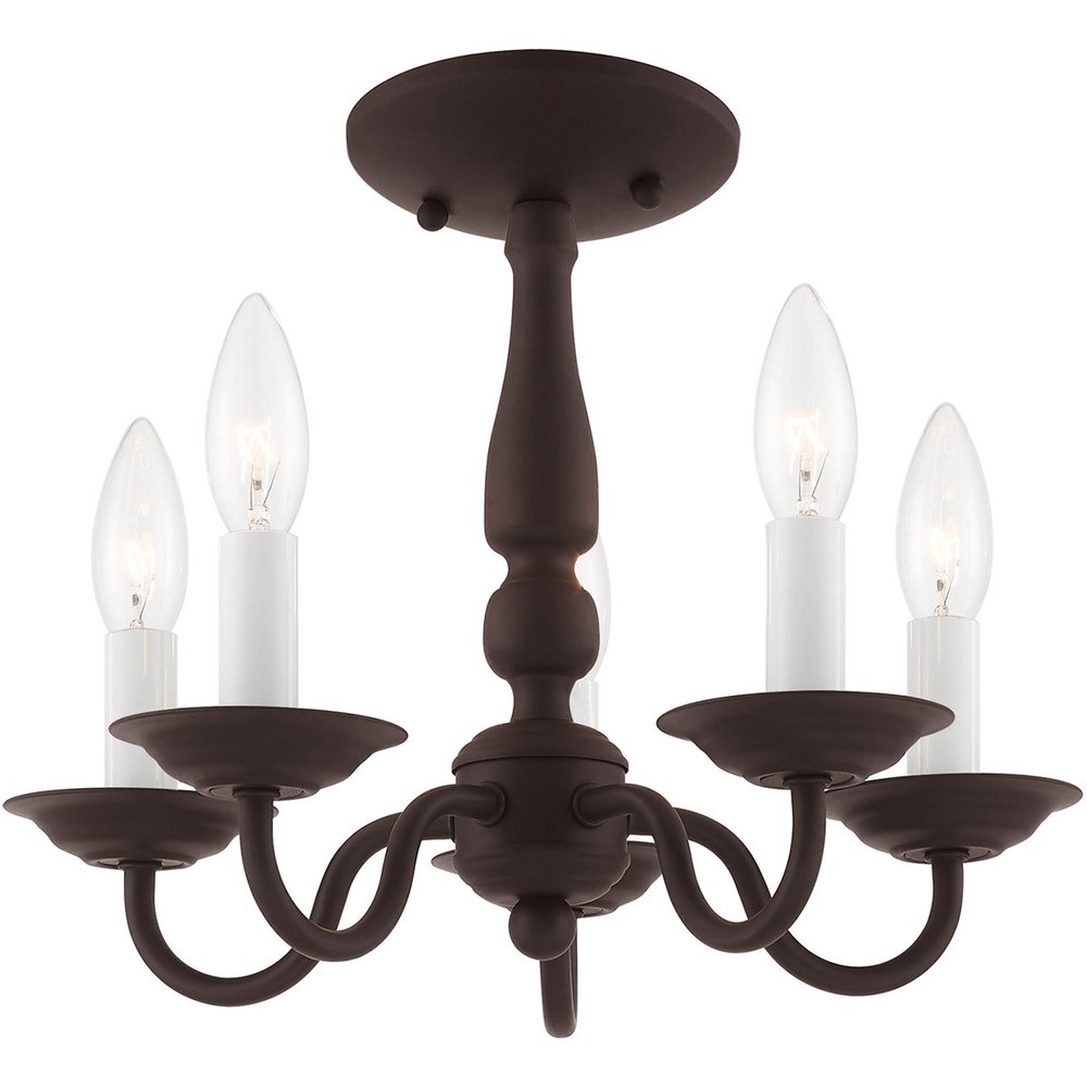 Bronze Five Light Metal Dimmable Chandelier With Shades HomeRoots
