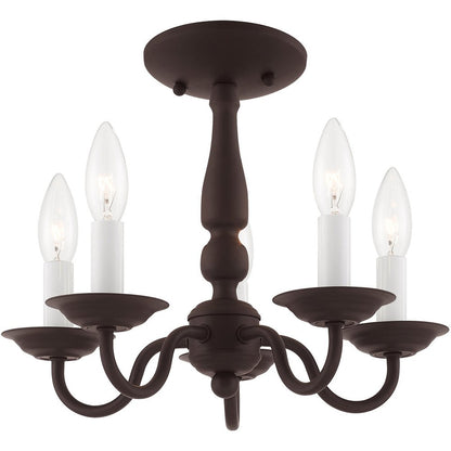 Bronze Five Light Metal Dimmable Chandelier With Shades HomeRoots