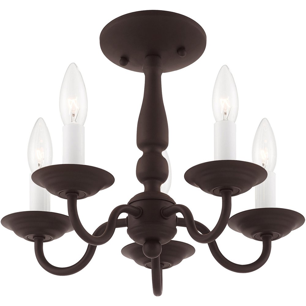 Bronze Five Light Metal Dimmable Chandelier With Shades HomeRoots