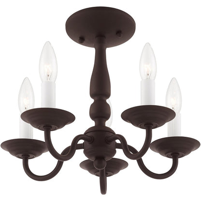 Bronze Five Light Metal Dimmable Chandelier With Shades HomeRoots