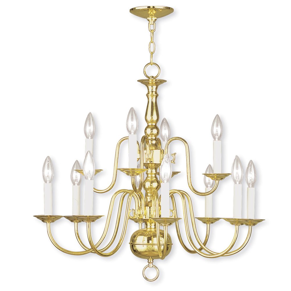 Brass Twelve Light Metal Dimmable Chandelier With Shades HomeRoots