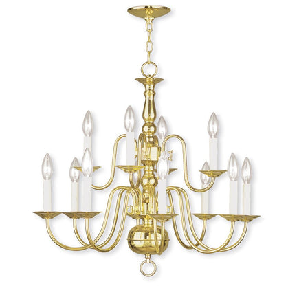 Brass Twelve Light Metal Dimmable Chandelier With Shades HomeRoots