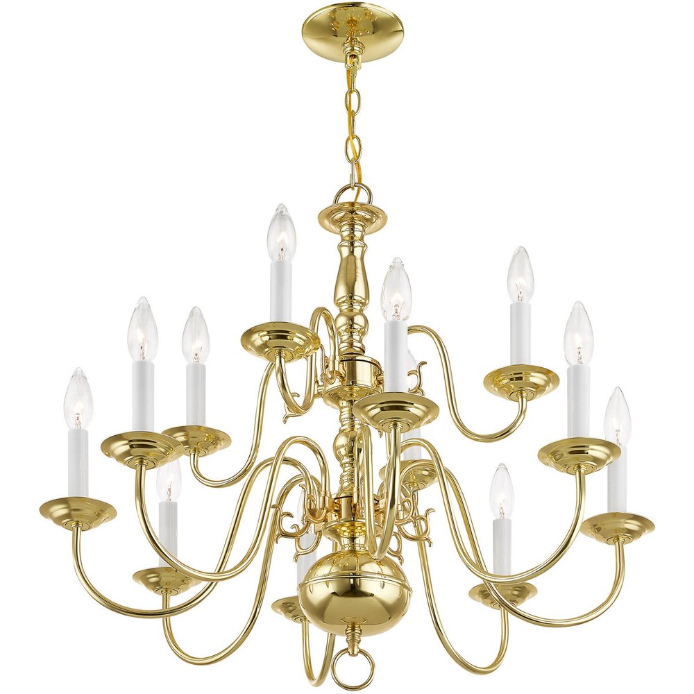 Brass Twelve Light Metal Dimmable Chandelier With Shades HomeRoots