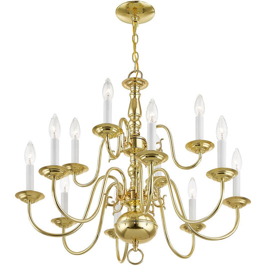 Brass Twelve Light Metal Dimmable Chandelier With Shades HomeRoots