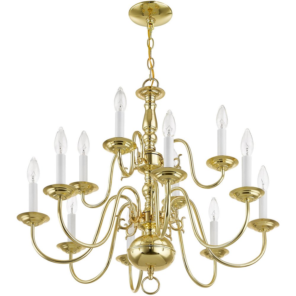 Brass Twelve Light Metal Dimmable Chandelier With Shades HomeRoots