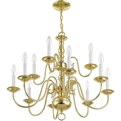 Brass Twelve Light Metal Dimmable Chandelier With Shades HomeRoots