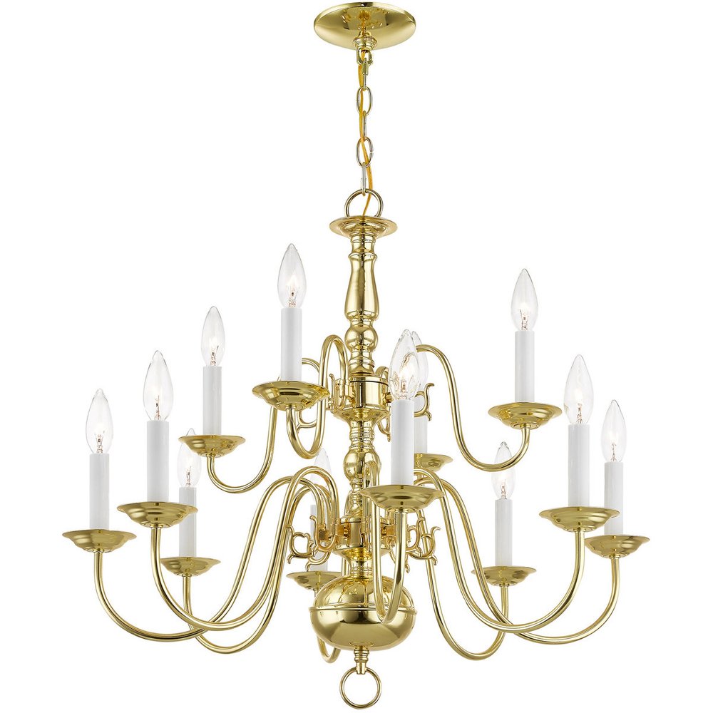 Brass Twelve Light Metal Dimmable Chandelier With Shades HomeRoots
