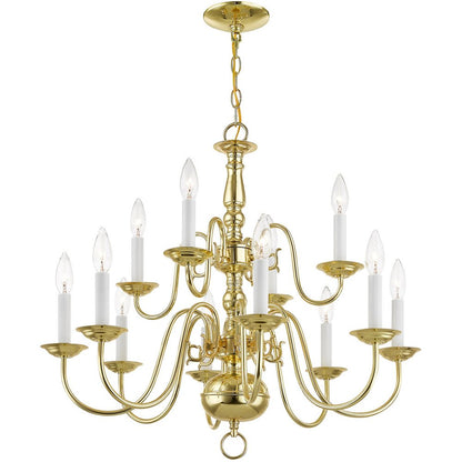 Brass Twelve Light Metal Dimmable Chandelier With Shades HomeRoots