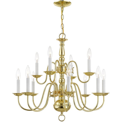 Brass Twelve Light Metal Dimmable Chandelier With Shades HomeRoots
