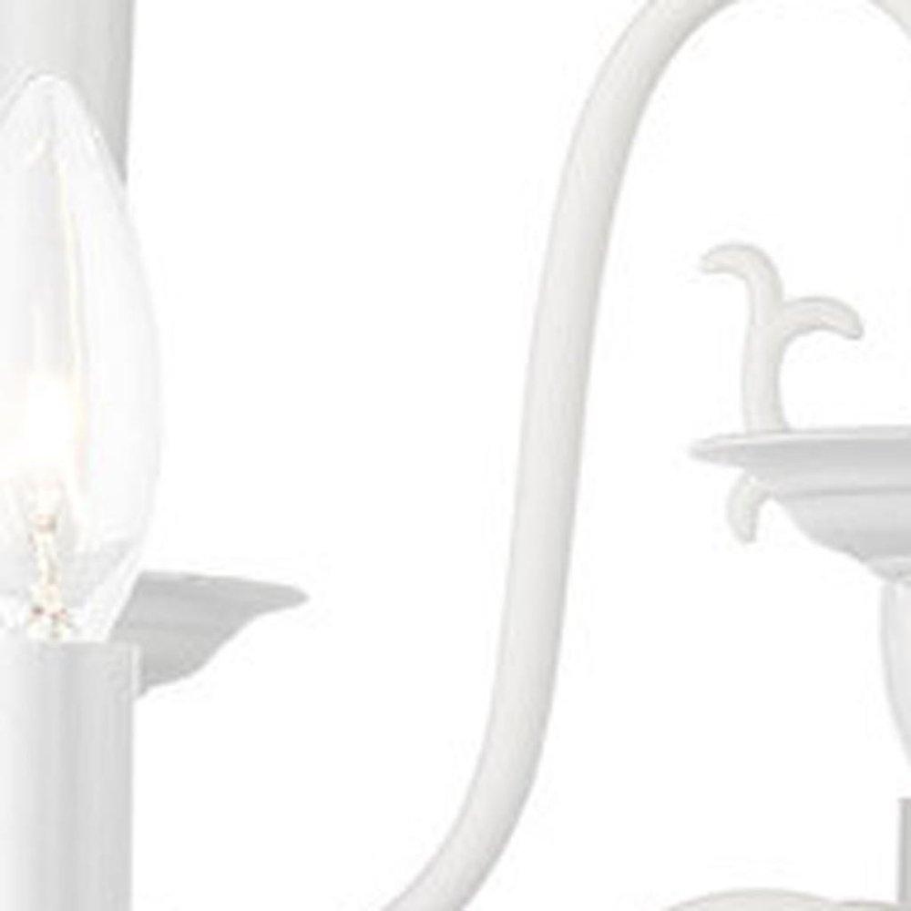 White Twelve Light Metal Dimmable Chandelier With Shades HomeRoots