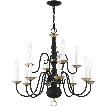 Black Twelve Light Metal Dimmable Chandelier With Shades HomeRoots